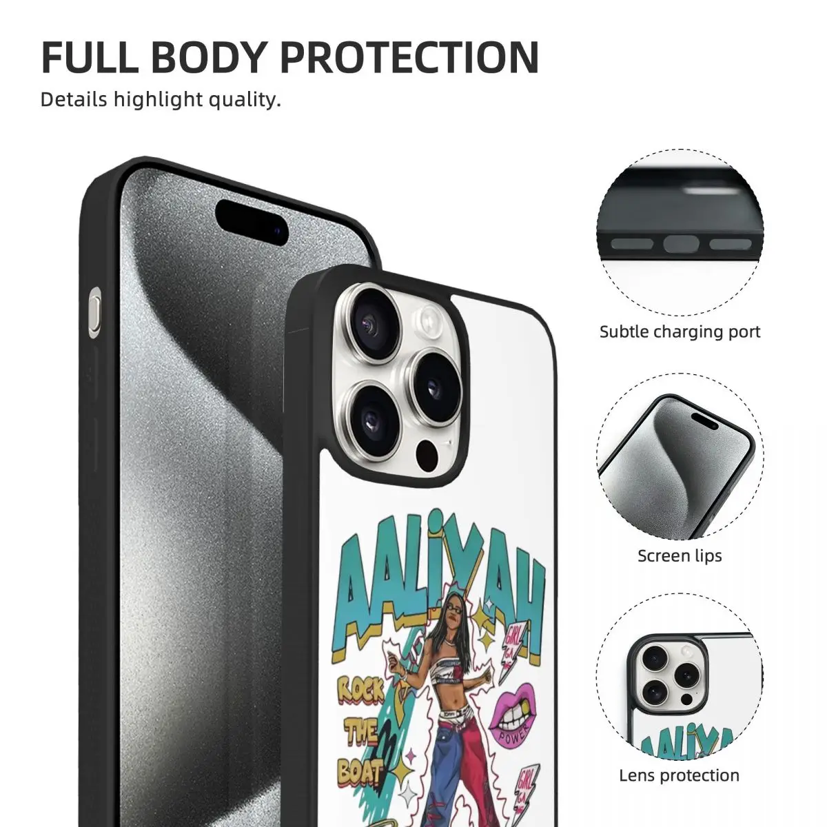 Фото Чехол для телефона Humor Aaliyah Muisc для iPhone 15 Pro Max, мягкий чехол из ТПУ №4