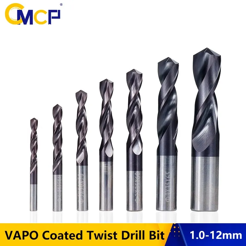 

CMCP 1-12mm Carbide Alloy Drill Bit Tungsten Steel Twist Bit VAPO Straight Handle Solid Monolithic Drill For CNC Lathe Machine
