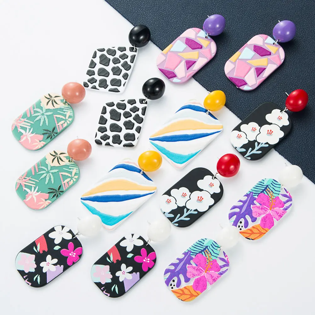 

Модные Акриловые висячие серьги с геометрическим рисунком для женщин, Необычные Подвесные серьги, большие массивные висячие серьги, аксесс...