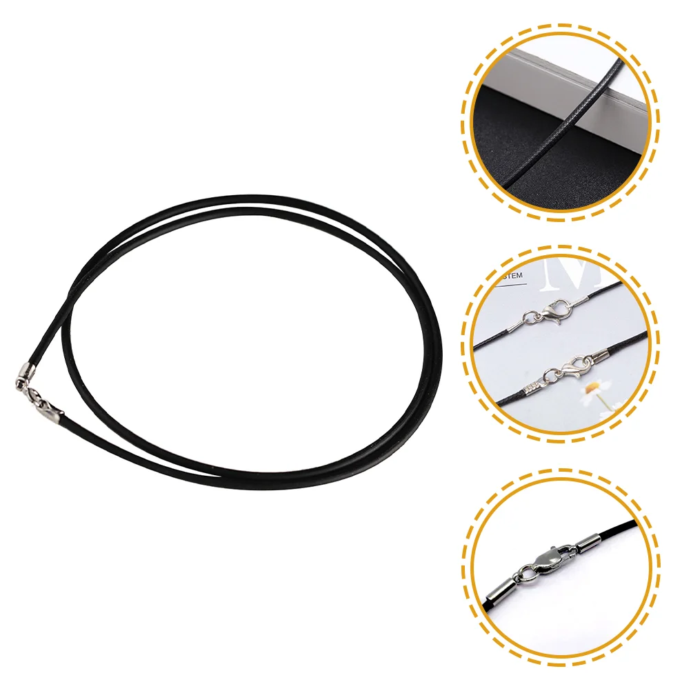 

Necklace Cords Pendants Waxed Ropes Black Bracelet DIY Lanyard Stainless Steel Making Men Women Rubber