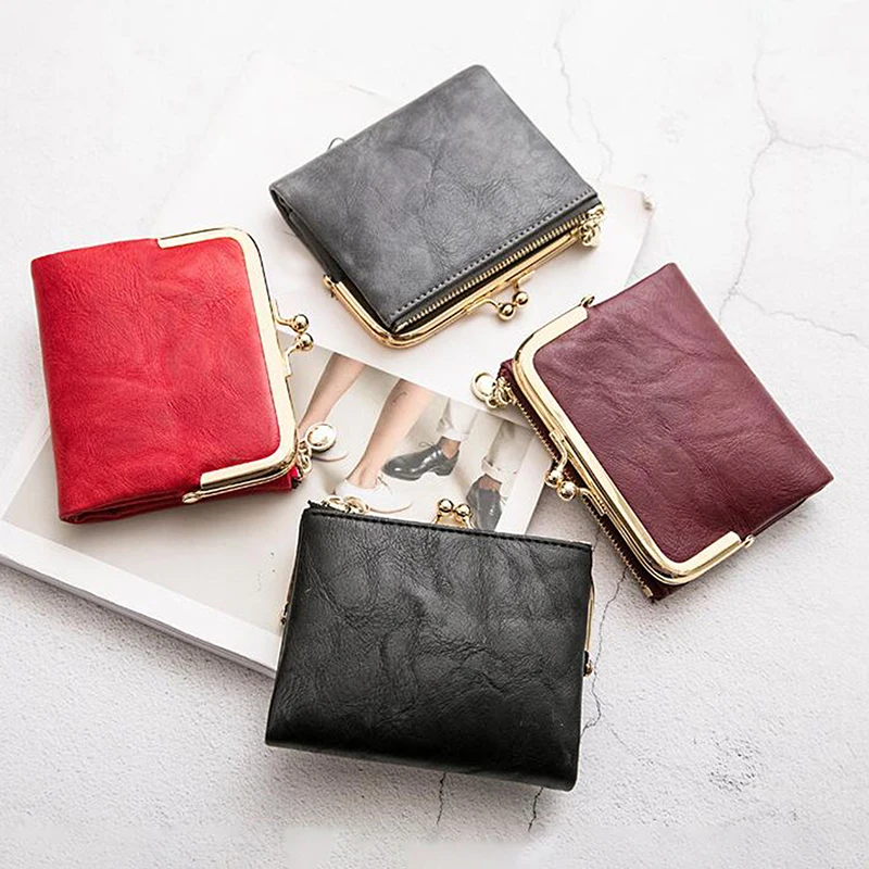 

Women's Wallet Short Bifold Retro Multifunction Coin Purse With Zip And Lock Green Handbag Fashion Purse 2022 New Solid Color