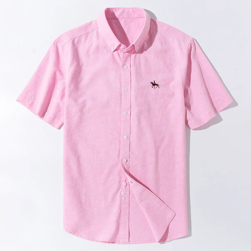 

Summer Short Sleeve Turndown Collar Regular Fit New Oxford Fabric 100% Cotton Excellent Comfortable Business Men Casual Shirts