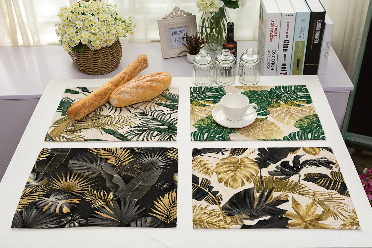 

Plant Leaf Print Household Waterproof and Non-slip Dining Kitchen Living Room Accessories DecorationTableware Water Coaster