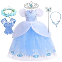 disney cinderella princess dress for girl luxury sequins flower ball gown children birthday party cosplay costume tulle vestidos