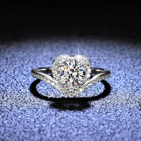 lesf moissanite ring heart shaped hollow 925 sterling silver women diamond 1 carat engagement wedding bands