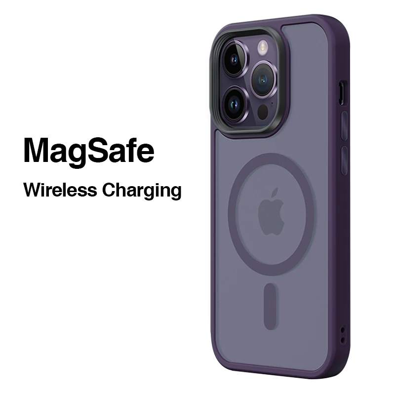 

Original Translucent Matte Magsafe Magnetic Wireless Charging Phone Case For iPhone 14 13 12 11 Pro Max Solid Hard Cover Funda