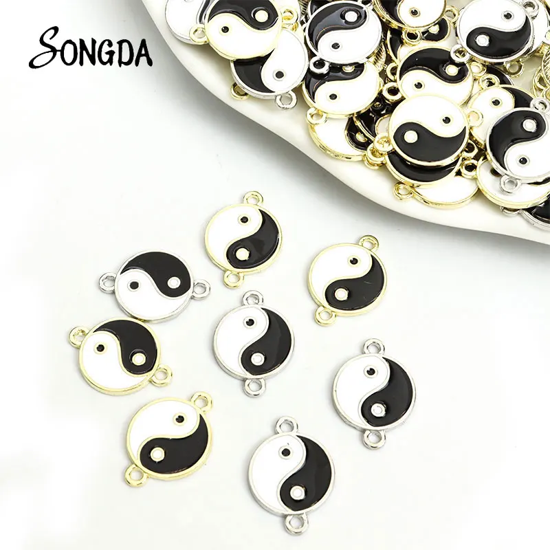 

10pcs Tai Chi Enamel Charm Connector Yin Yang Bagua Pendant Charms Handmade Accessories DIY Jewelry Making Finding Bracelet Gift
