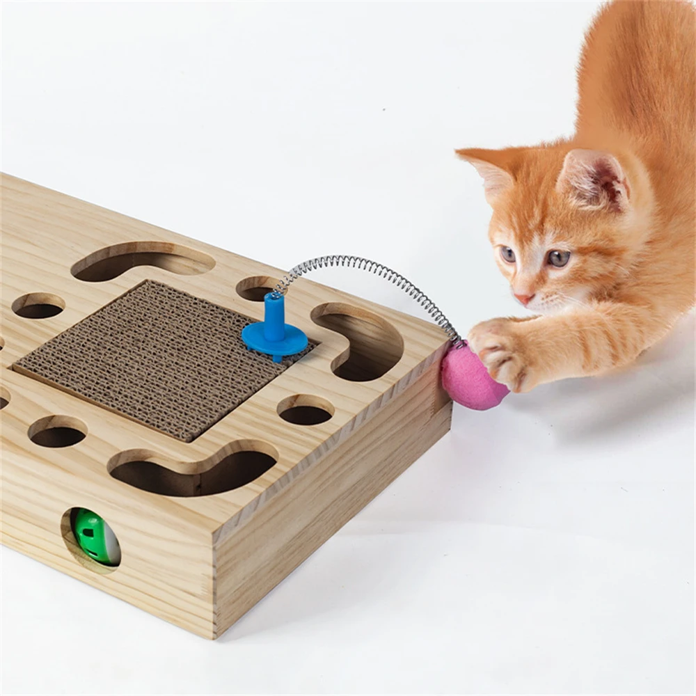 

Обучающая Когтеточка для домашних животных, забавная Дразнилка для кошек-палка, интерактивные игрушки для кошек, деревянный котенок, Чейз, Охотничья мышь, кошки, игровая коробка