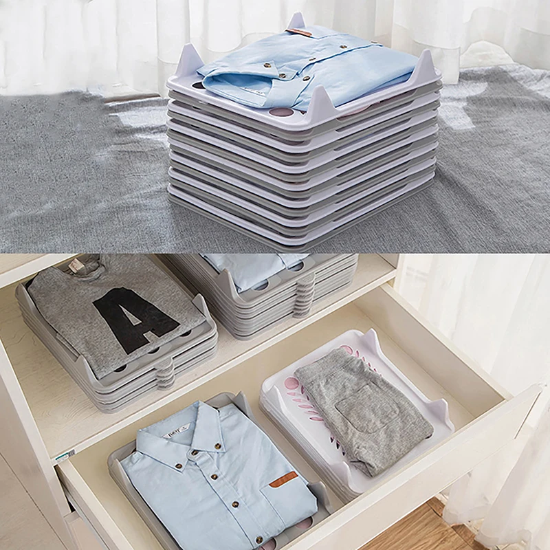 

Lazy Folding Board Wardrobe Clothes Sweater Storage Divider Holder Stackable Organizer Easy Tray Folding Plastic Storage Rack