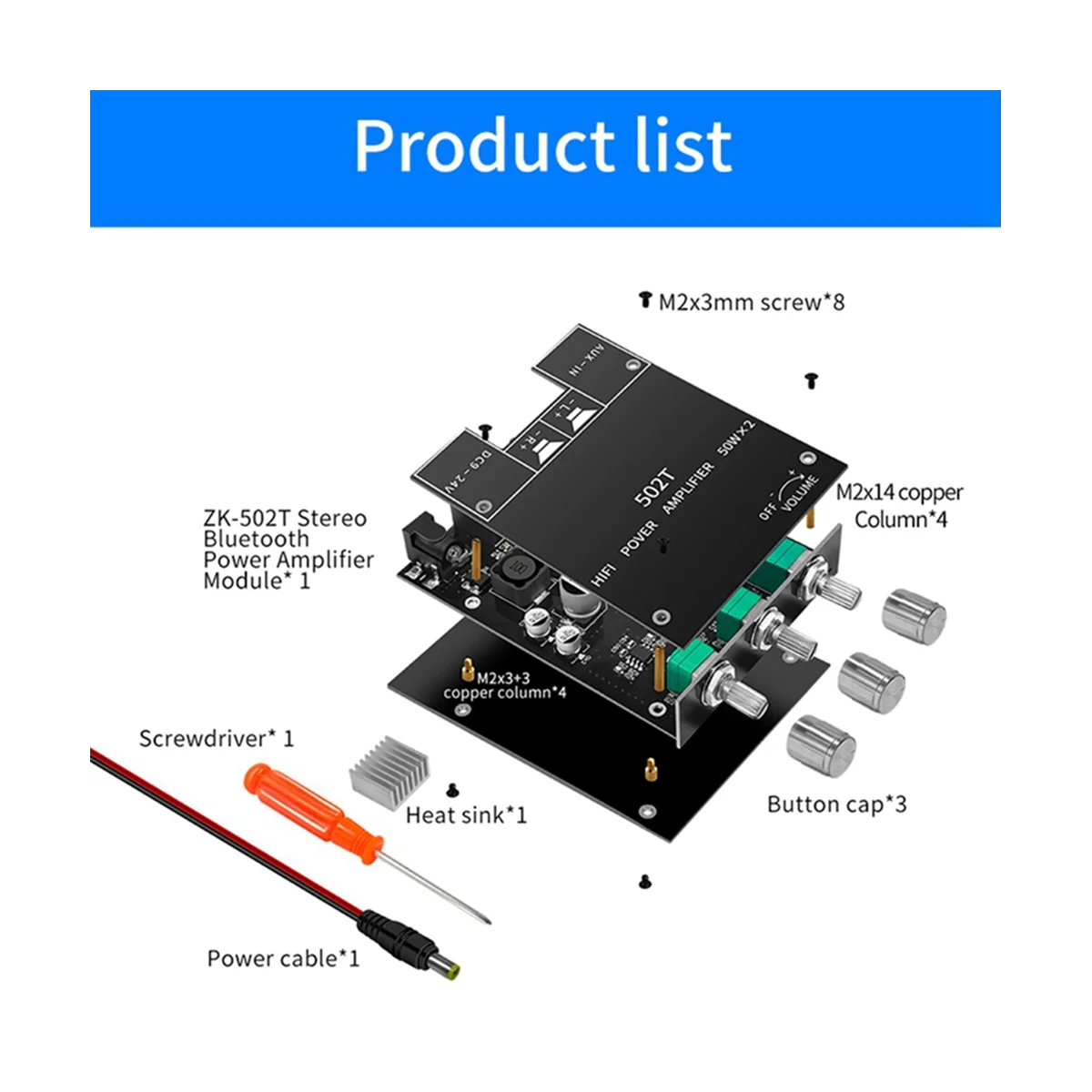 ZK-502T Audio Bluetooth 5 0 Плата усилителя аудиоресивера 50Wx 2 беспроводной мощный цифровой