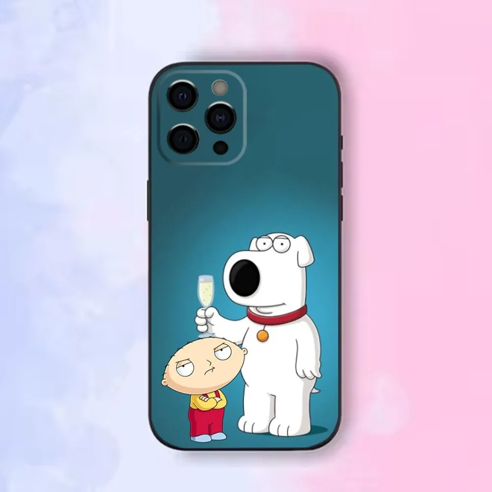 P-PeterS Family G-Guy Phone Case For iPhone16 15 14 13 12 Mini 11 Pro XR X XS MAX 7 8 Plus Silicone Cover Soft Black