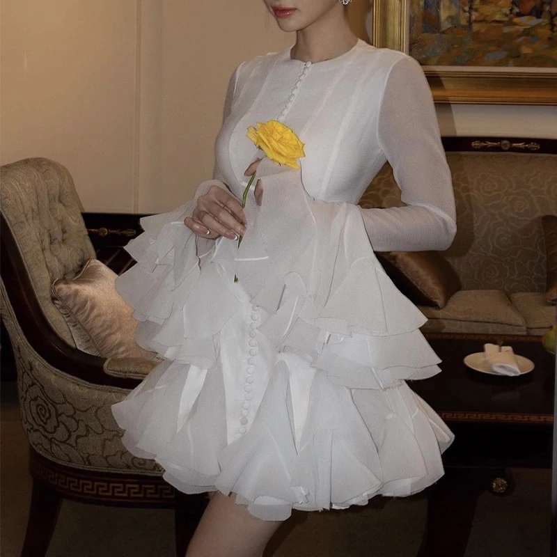 Тайюэ-дизайн с длинными рукавами облегающее талию уменьшающее возраст милое