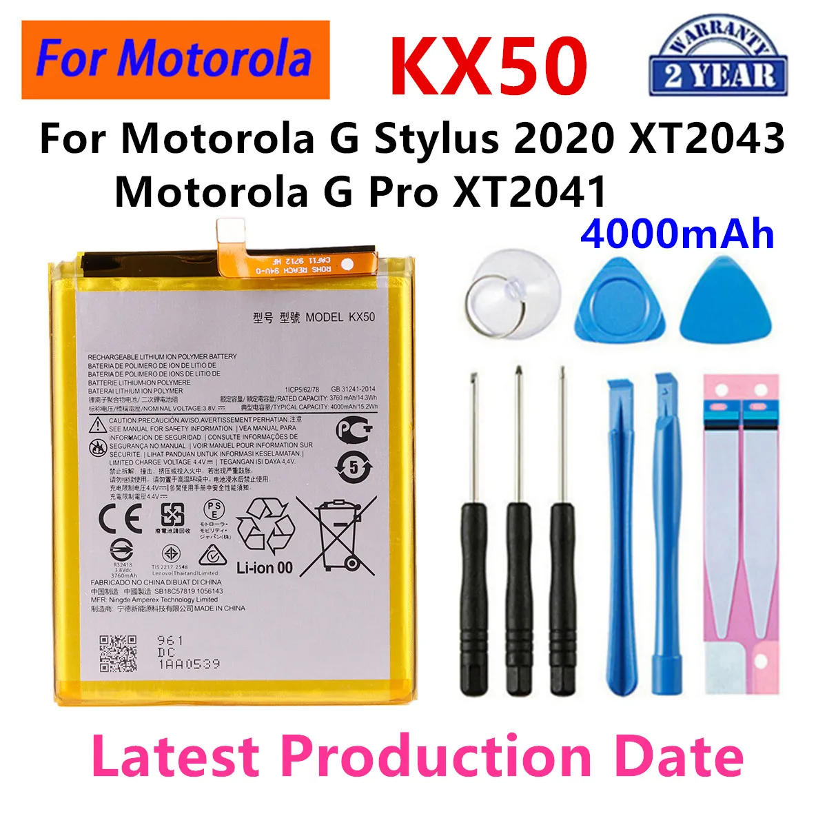 Совершенно новый аккумулятор KX50 4000 мАч для Motorola Moto G Stylus 2020 XT2043 Pro XT2041 батареи