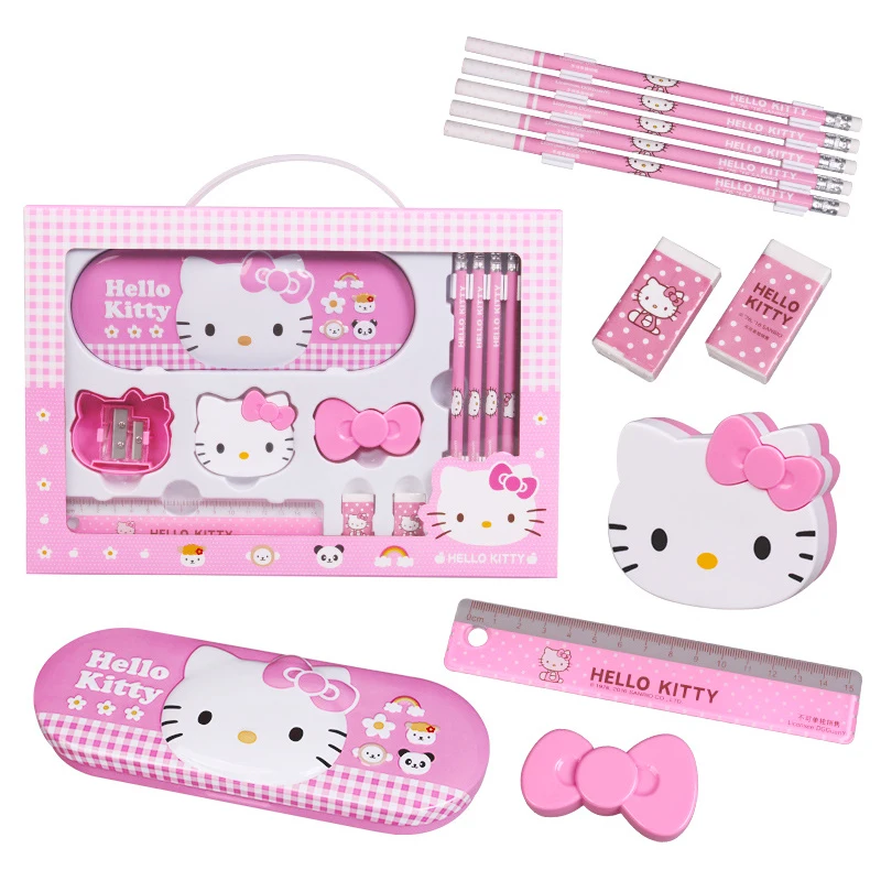 

Kawaii Hellokittys канцелярские принадлежности Набор для начальной школы студенческий экзамен приз Подарочная коробка милый розовый Школьный набо...