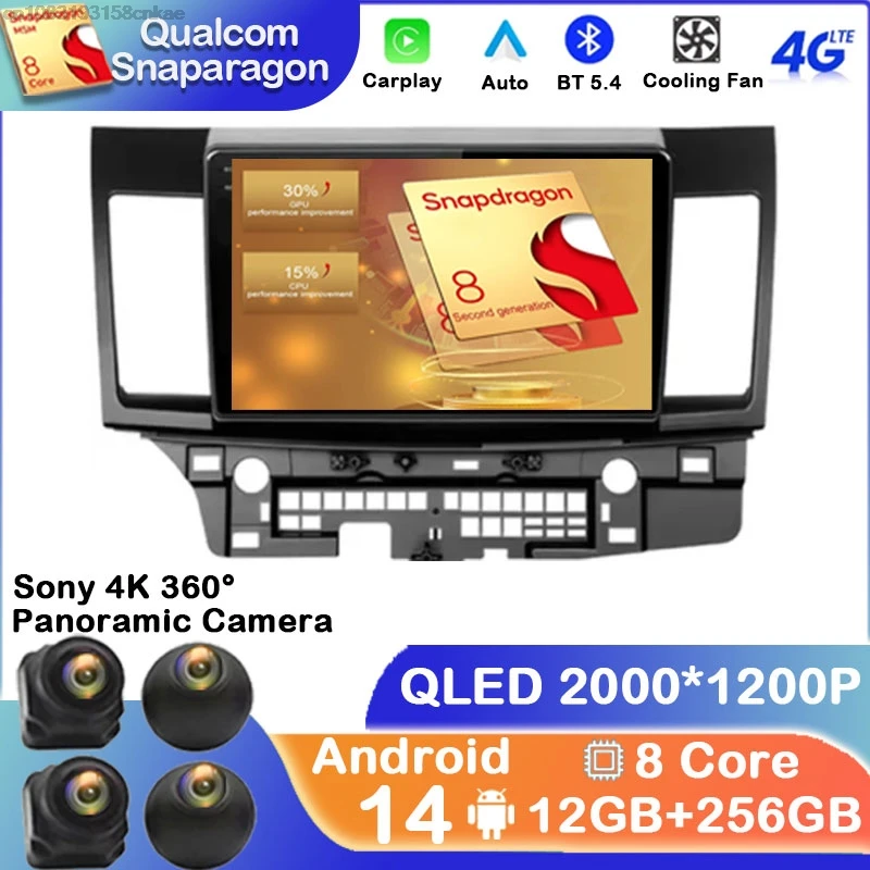 Автомагнитола на Android 14 для Mitsubishi Lancer 10 CY 2007 - 2017 с навигацией 4G LTE мультимедийные