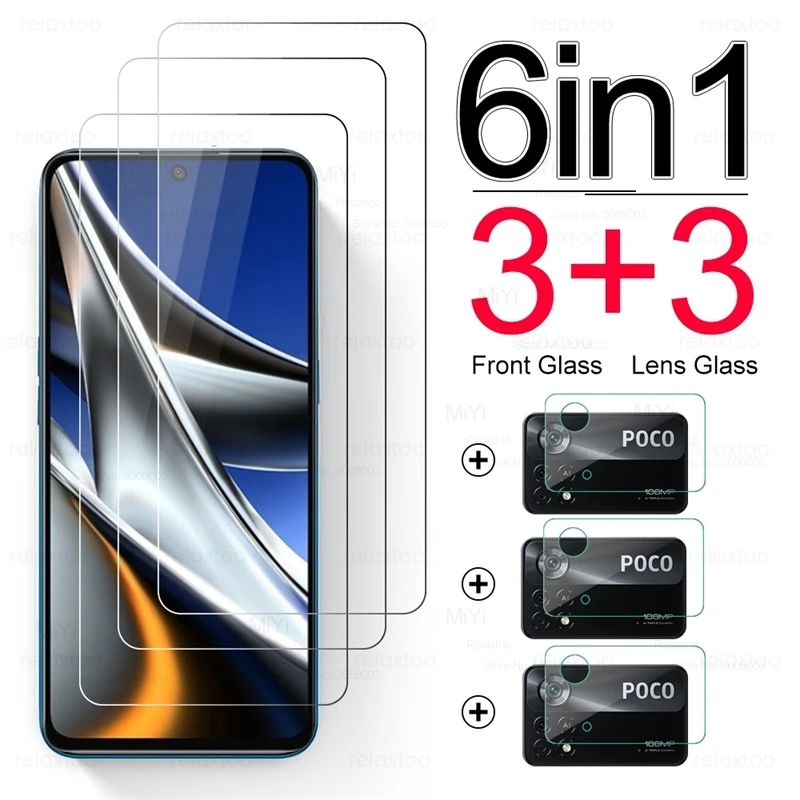 

Защитные пленки для камеры 6 в 1 для смартфона Xiaomi Poco X4 Pro 5G NFC 6,67 дюйма HD Взрывозащищенный экран Чехол из закаленного стекла