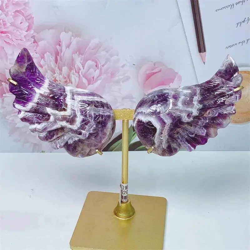 Натуральные Аметистовые Крылья ангела мечты хрустальные резьбовые ремесла