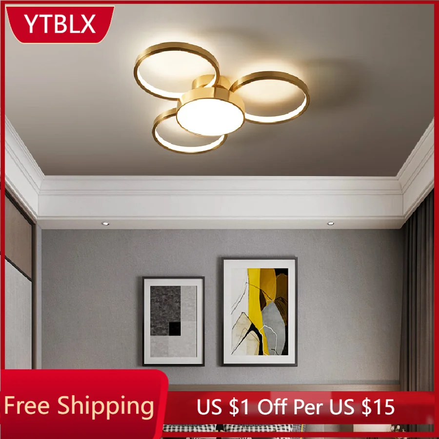 

IWP Modern Copper Golden Ceiling Light Interior Round LED Ceiling Lamp Balcony Bedroom Chandelier Living Room Aisle Wall Light