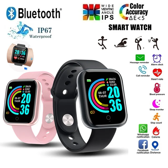 Y68 Color Screen Pedometers Sport Watches Bracelets D20 Heart Rate Blood Pressure Fitness Smart Wristband For Children Men Women 1