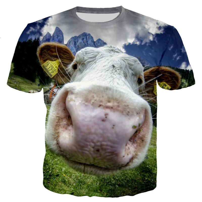 

2022 New 3d Printing T-shirt Men And Women Short-sleeved Cow Pattern Casual Fashion Top Funny T Shirt For Men Summer Xxs-6xl