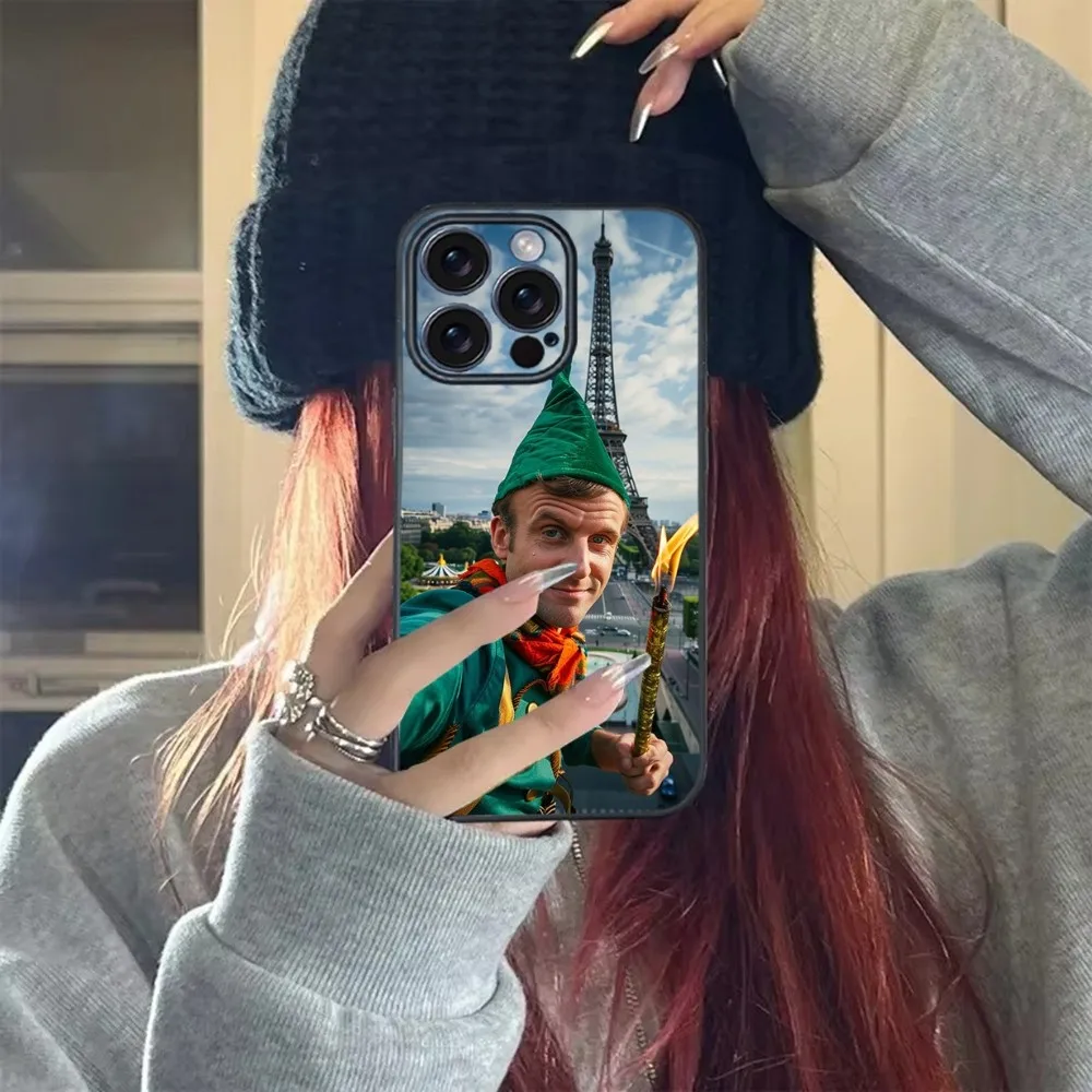 Французский чехол для телефона Immanuel M-Macron iPhone 16 15 14 13 12 11 PRO MAX PLUS мини-ТПУ приятный