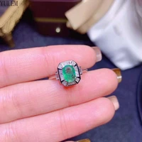 jewelry 925 silver emerald engagement ring 5mm7mm natural emerald ring for daily wear silver gemstone ring