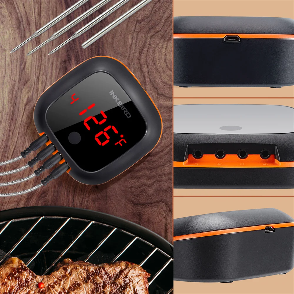 Фото Электронный термометр для мяса INKBIRD, Bluetooth улучшенная версия, для гриля, 4 высокоточных датчика, высокая точность приготовления пищи №3