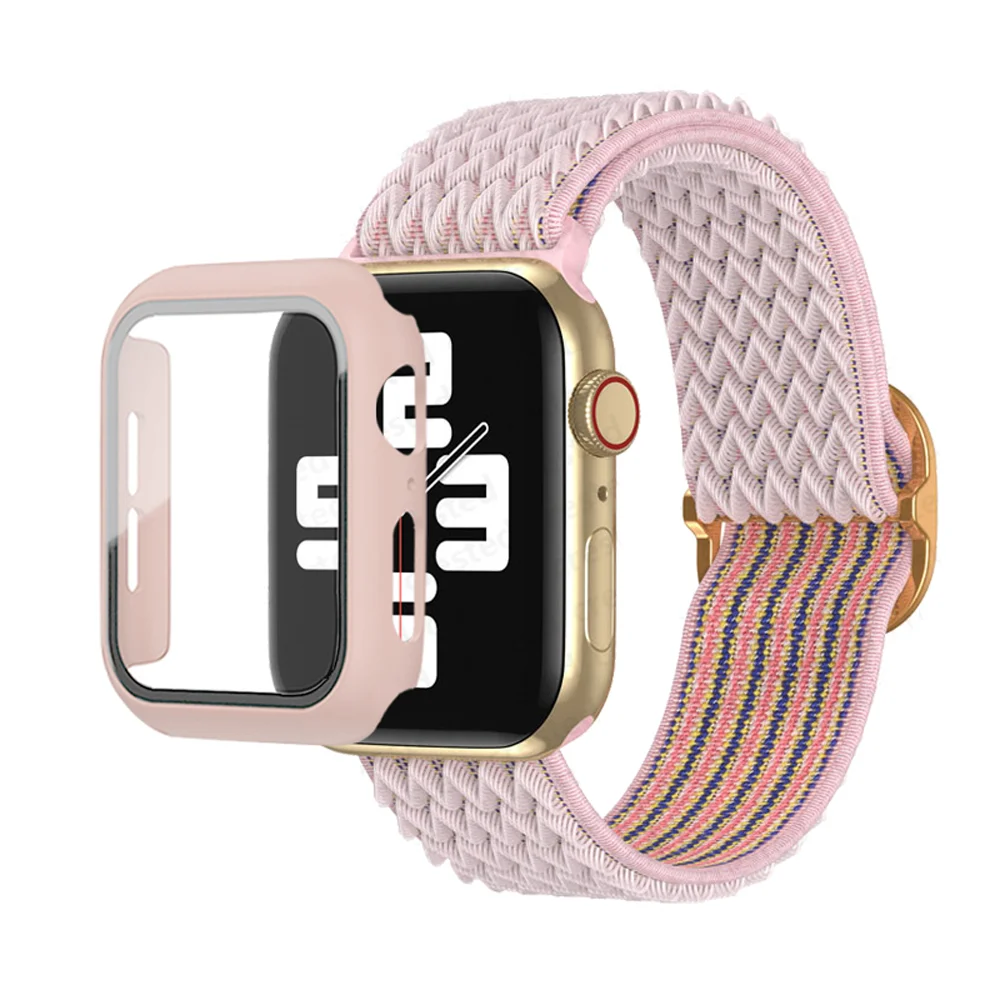 

Glass+Case+Strap for Apple Watch Ultra Band 49mm 8 7 6 5 4 Se 45mm 41mm 44mm 40mm nylon loop Strap correa for Iwatch 3 42mm 38