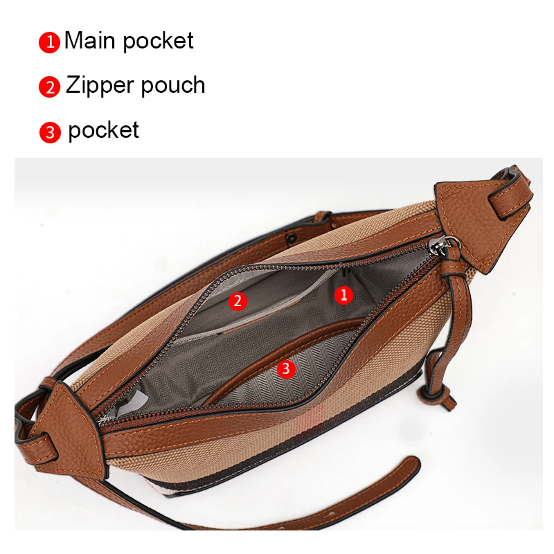 Aidrani 2024 женская модная сумка из натуральной кожи через плечо в клетку Холщовая