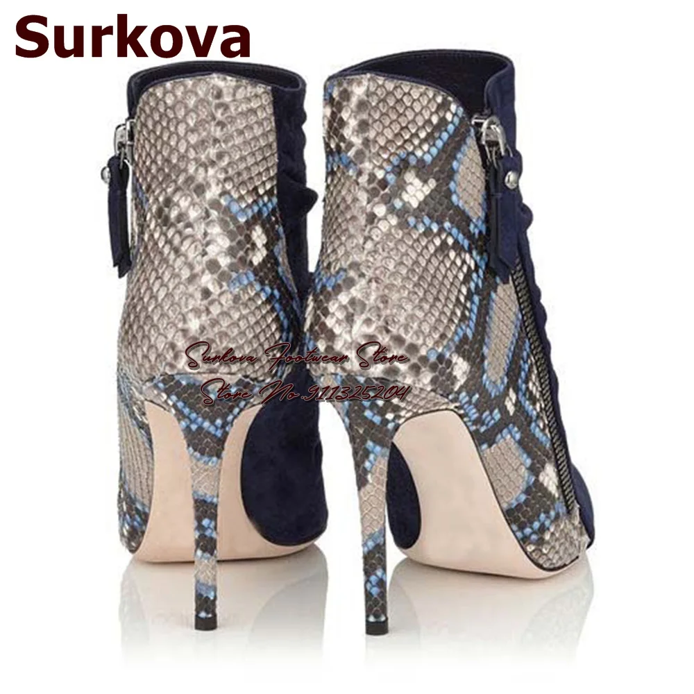 Женские замшевые ботильоны Surkova с острым носком на высоком каблуке