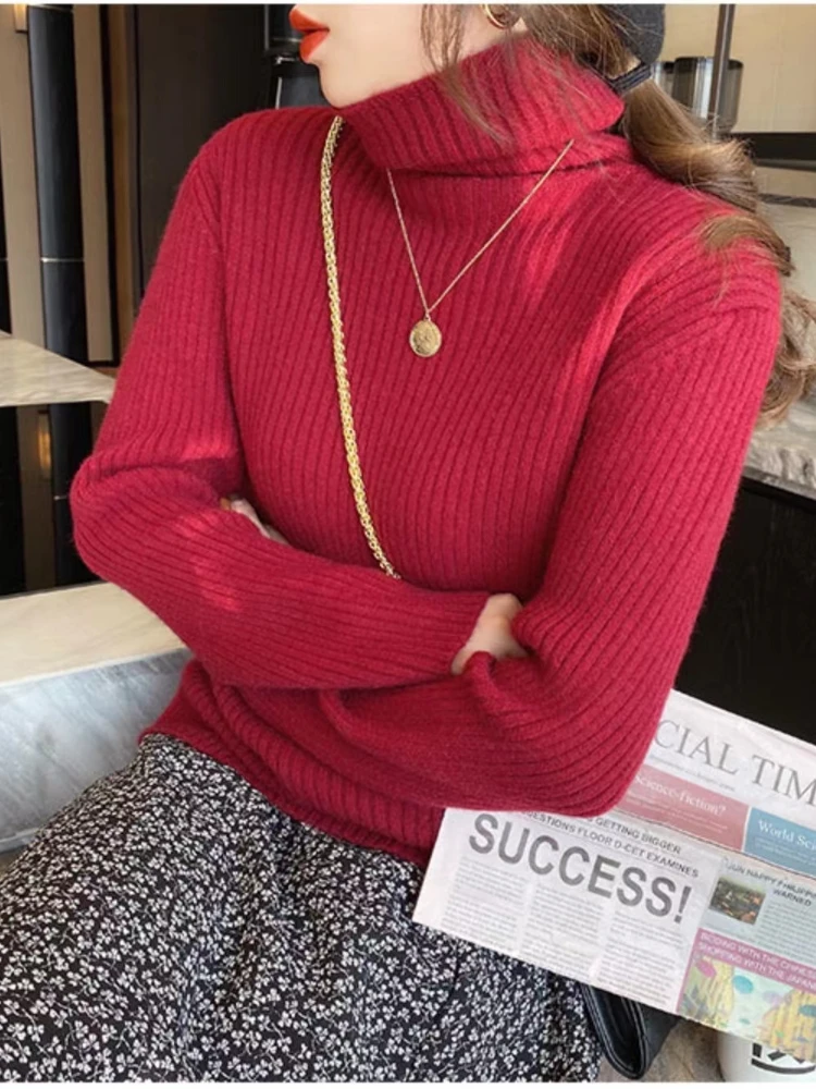 

Turtleneck Sweater Women Autumn Winter Loose Pullover 2022 New Fashion Women Clothing Thickened Knitwear Womens Tops OL Sweaters
