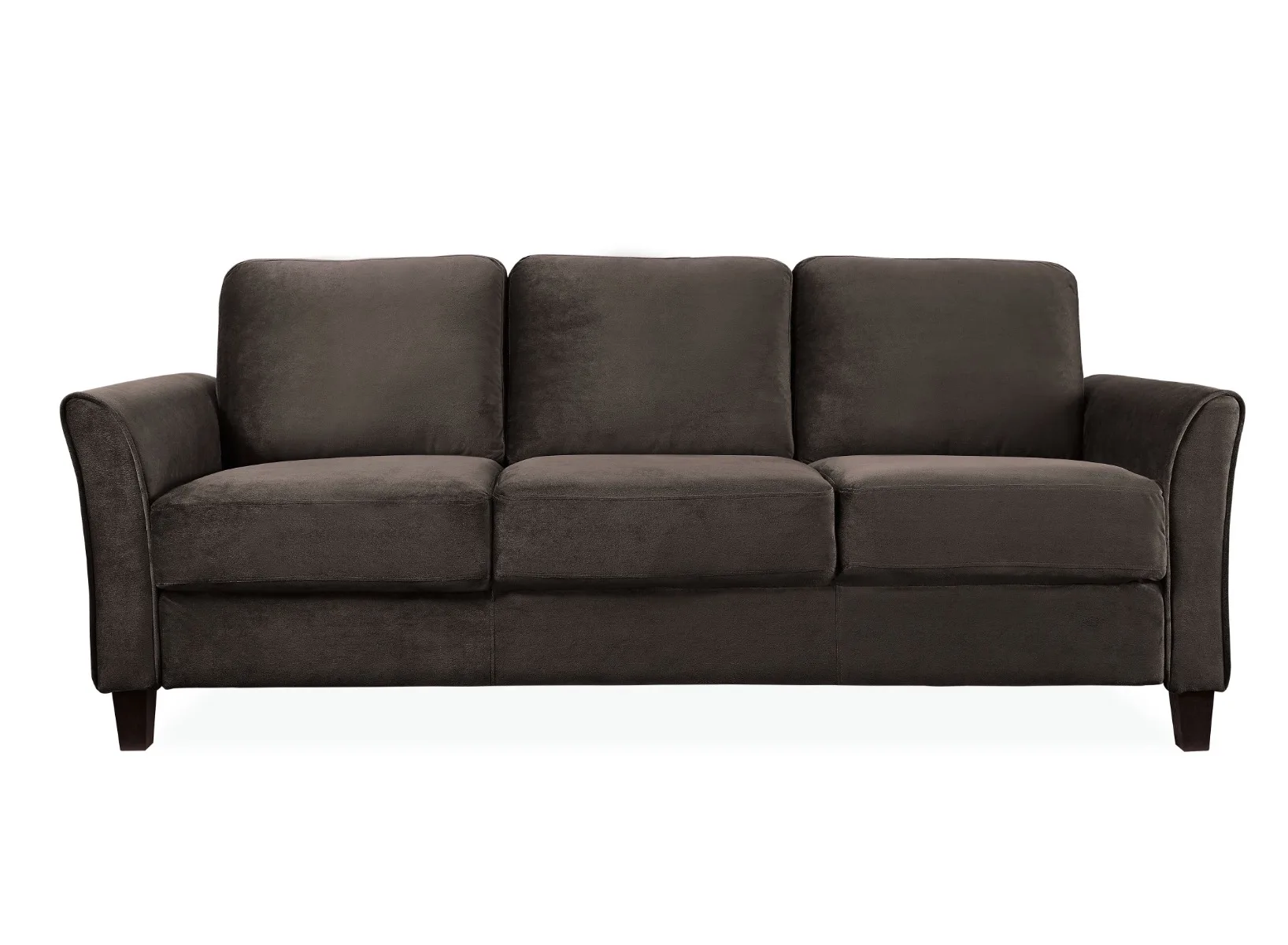 

Alexa Sofa with Curved Arms, Brown Fabric