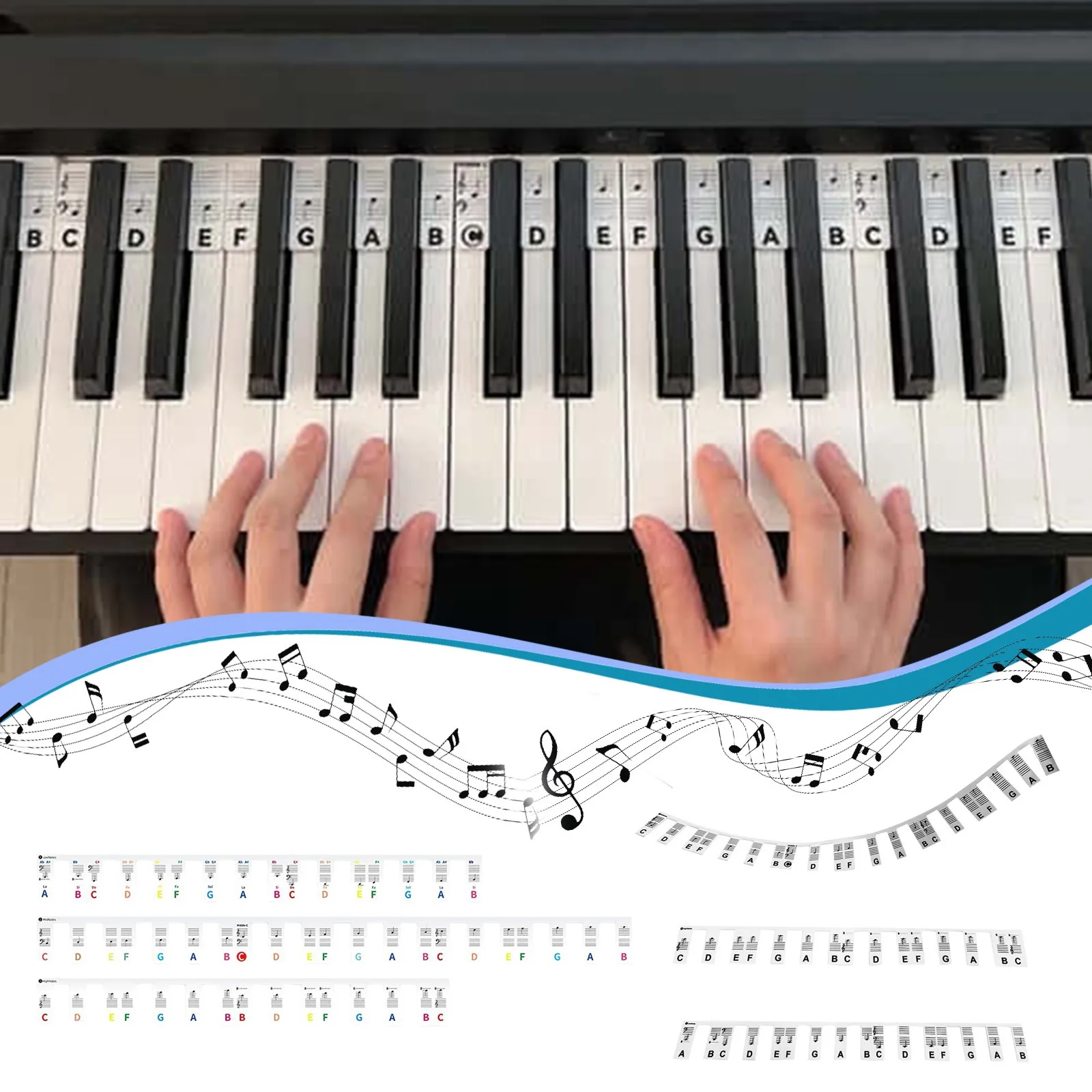 

Removable Pvc Piano Sticker Key Transparent Piano Keyboard Stave Electronic Keyboard Note Sticker Fits Standard Size 88-Key Pian