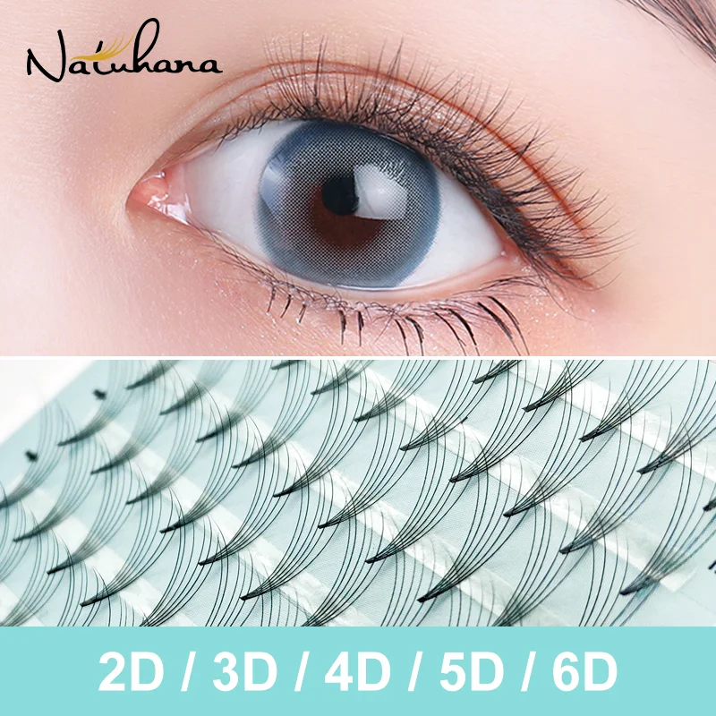 

NATUHANA 3D 4D 5D 6D Premade Fans False Eyelashes Extension Russian Volume Lashes Faux Mink Individual Lash Extensions Makeup