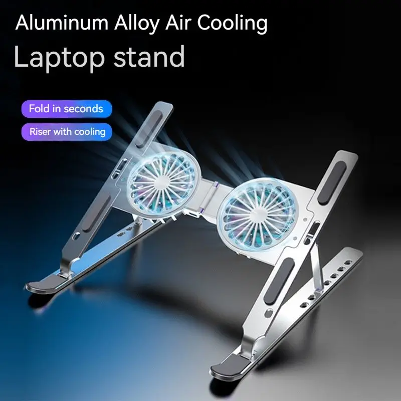 Aluminum Cooling Laptop Stand Adjustable Angle Folding Holder With Mute Cooling Fan For MacBook Air Pro Notebook Tablet Computer Aluminum Cooling Laptop Stand Adjustable Angle Folding Holder With Mute Cooling Fan For MacBook Air Pro Notebook Tablet Computer