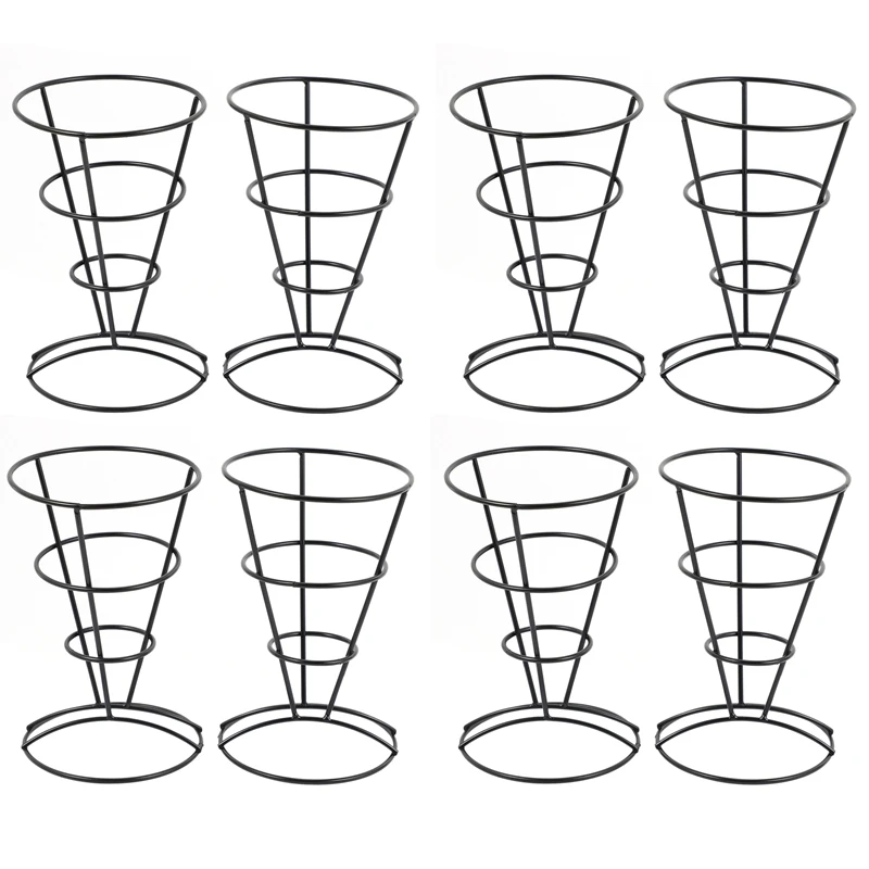 

HOT-8-Piece French Fry Stand Cone Basket Holder For Fries Fish And Chips And Appetizers