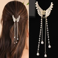 hair claws gold vintage butterfly tassel pearl hair claw pendant crab clips fashion hairpin for women headwear hair accessories