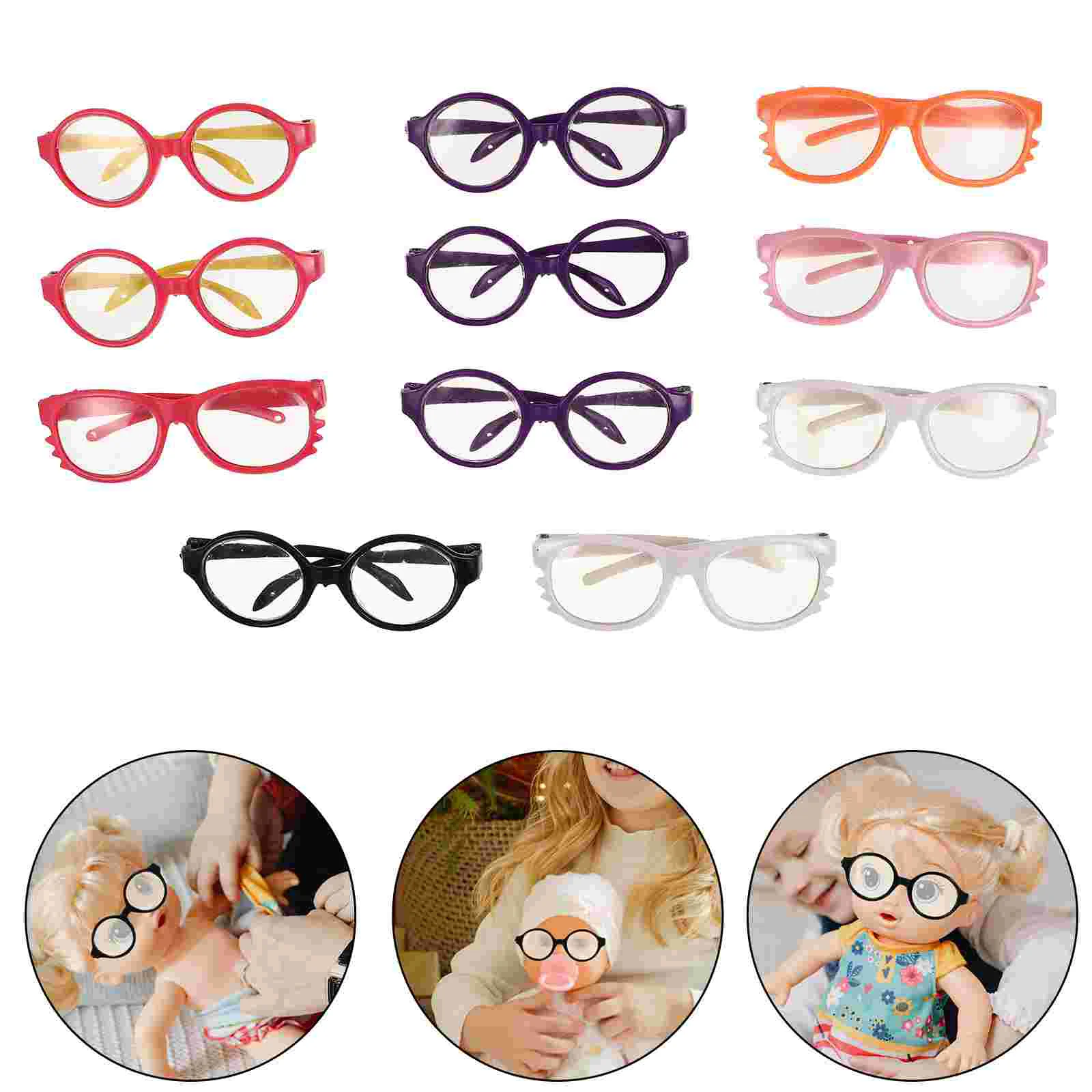 

11 Pcs Glasses Plastic Dressing Toys Costume Accessories Eyeglasses Decors