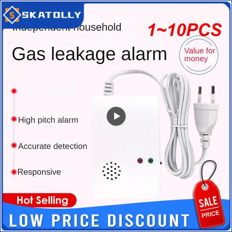 

1~10PCS Independent Carbon Monoxide Detector, Gas Detector,Gas Alarm Sensor Methane Propane ,Gas leak Detector ,EU Plug LCD