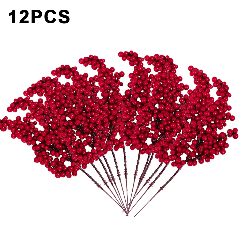 Искусственные красные ягоды Холли 12 шт.