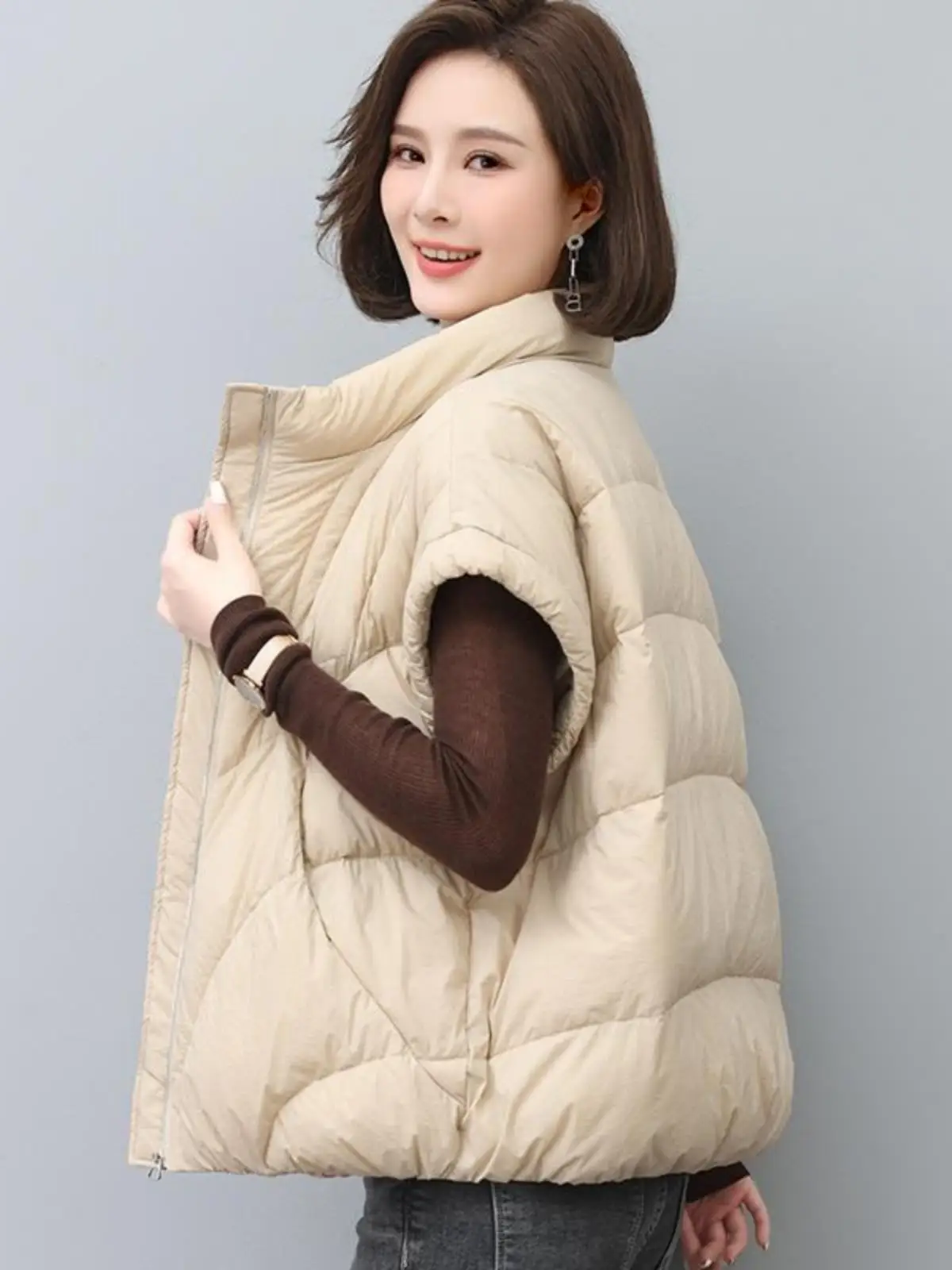 Повседневный пуховый жилет с хлопковой подкладкой женский зимний 2024 новый