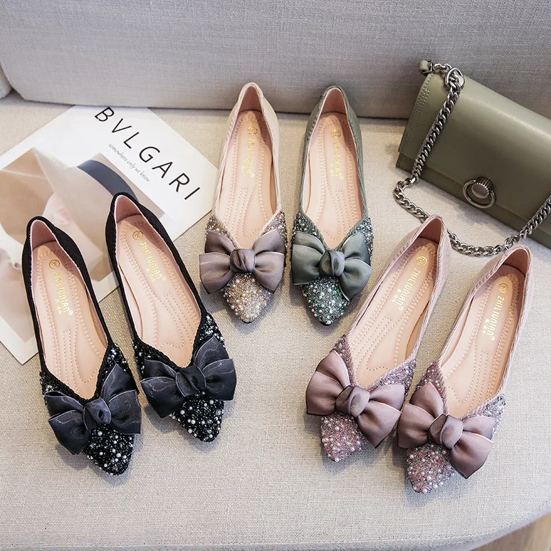 

Women’s Ballet Flat Shoes Bowknot Dress Shoes Pointed Toe Slip on Ballerina Shoes Ladies Spring Comfort Soft Walking Flats