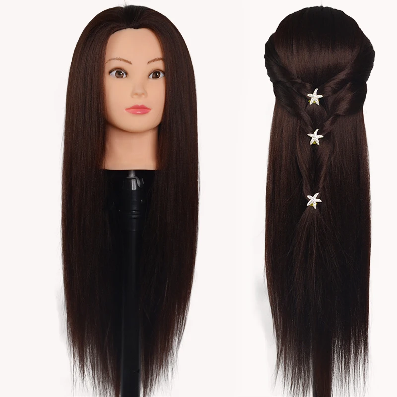 Манекен тренировочная Кукольная голова с волосами 65 см для парикмахеров Женская