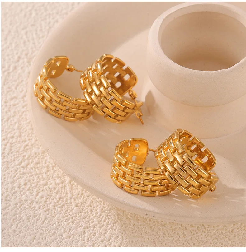 F.I.N.S модные стильные ретро позолоченные серьги-кольца из нержавеющей стали