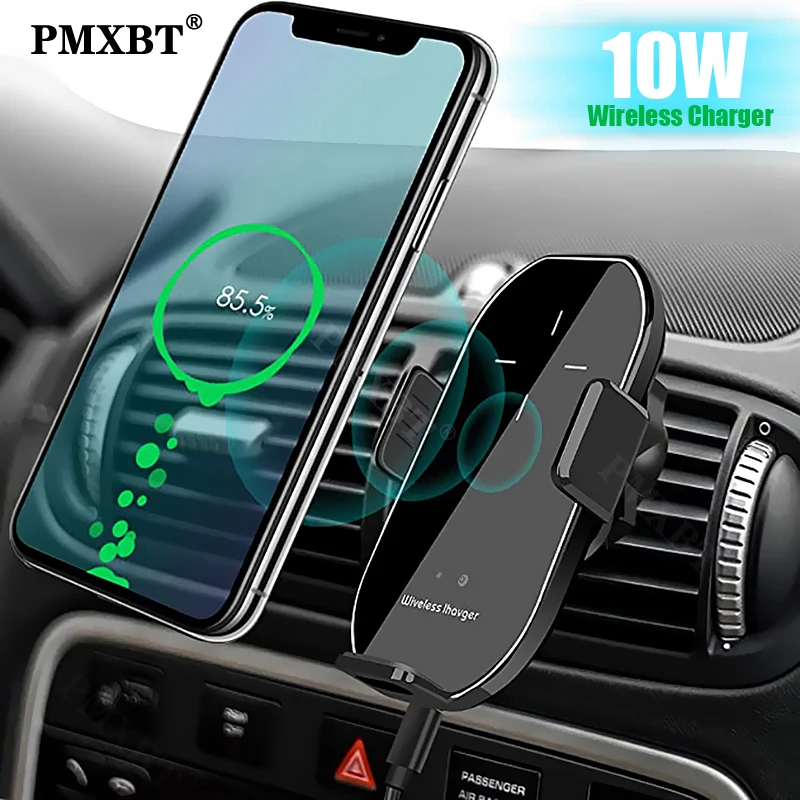 

10W Car Wireless Charger Automatic Clamping Car Mount Phone Holder For iPhone Xiaomi Infrared Induction QI Fast Charging Station