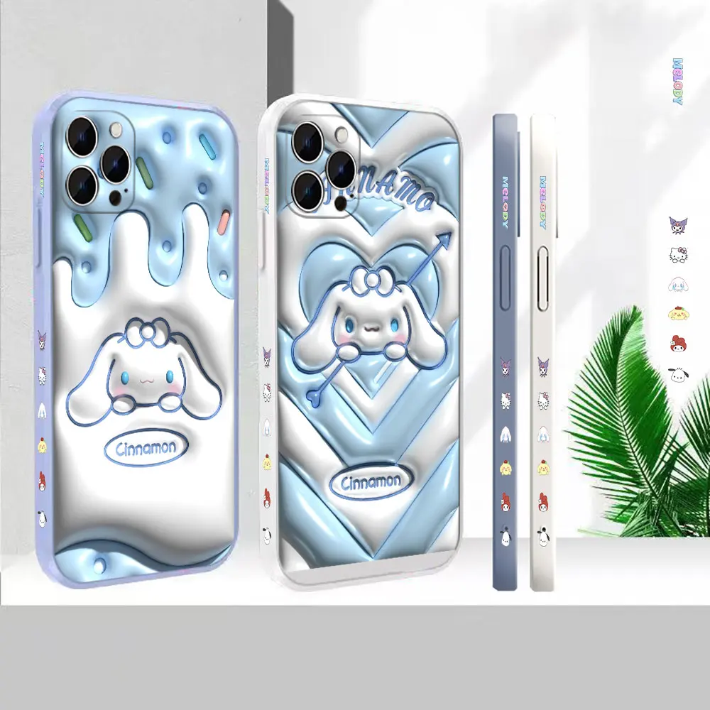 

Funny Cute Cinnamoroll Anime Phone Case For Apple iPhone 14 13 12 11 Pro Max Mini 7 8 X XS XR SE Plus Liquid Silicone Cover Capa