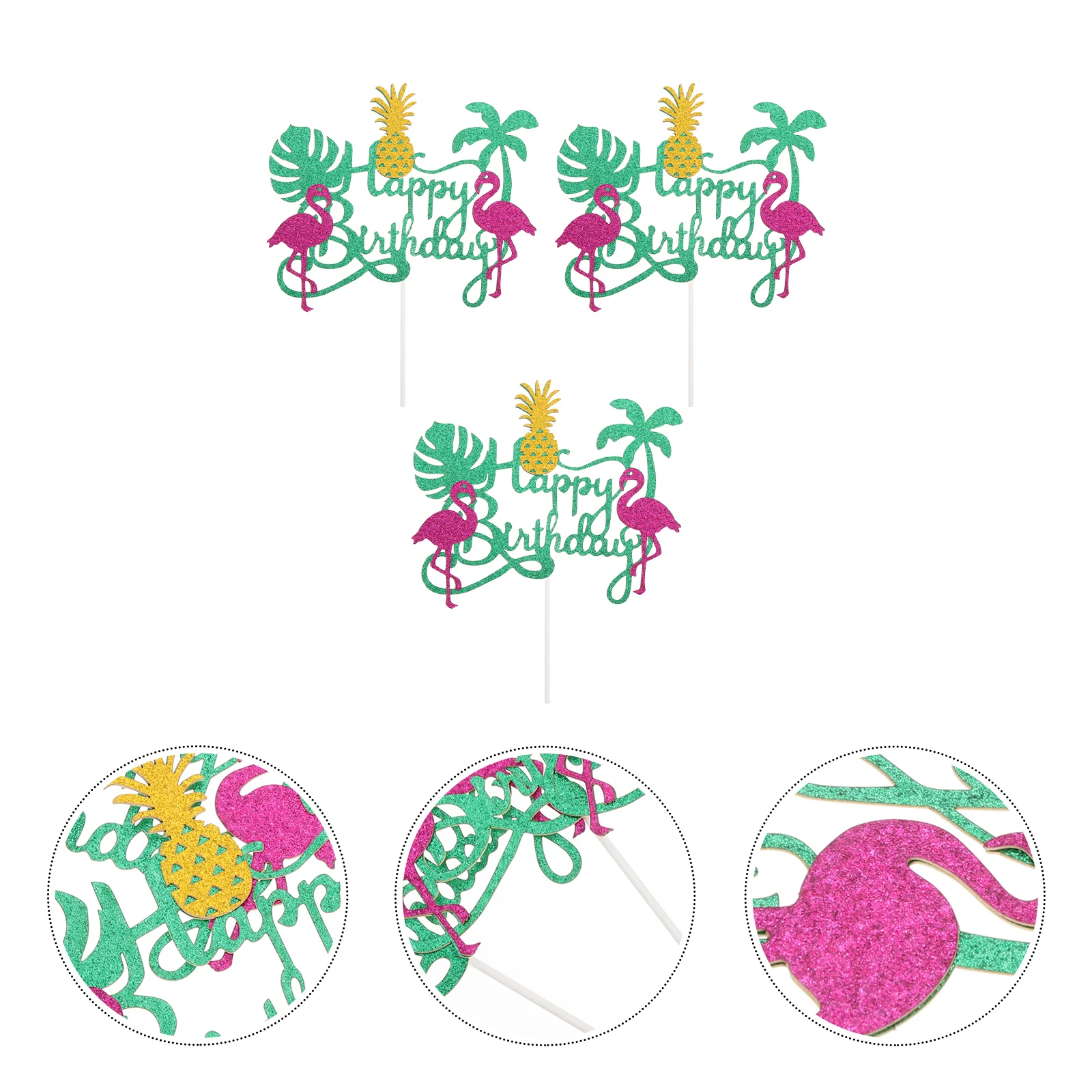 

3Pcs Hawaiian Style Cake Picks Creative Cake Inserted Cards Paper Cake Ornaments