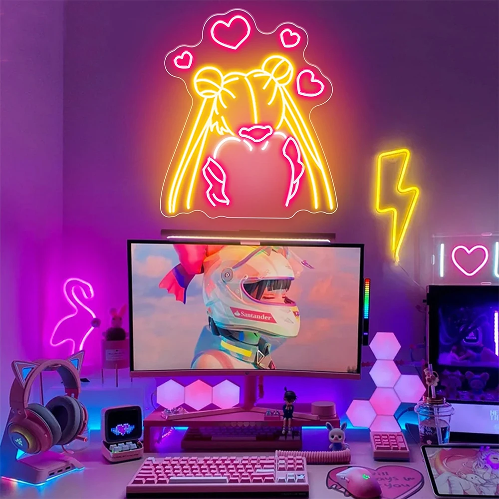 

Sailor Moon Neon Sign Led Light Anime Game Room Wall Decor Kawaii Store Home Bedroom Creative Gift Moon Personalized Party Decor