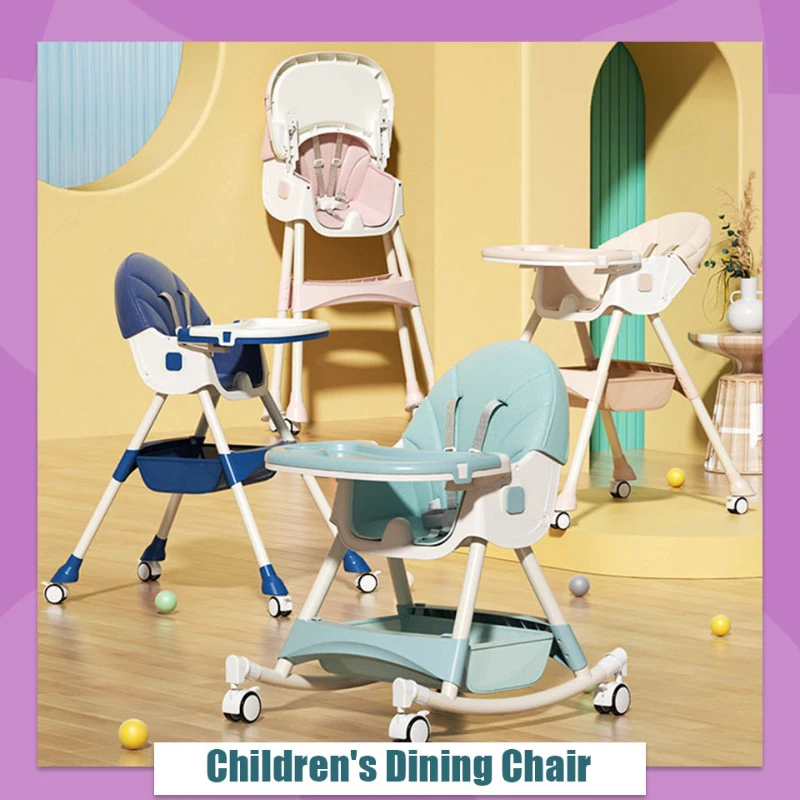 Children's Multifunctional Dining Chair  Rocking Chair Foldable Dining Chair Reclining Movable Adjustable Height Low Multi-Mode