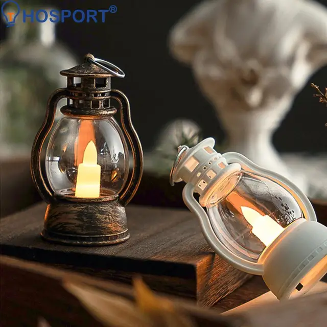 Retro Electronic Candle Light Smokeless Flameless LED Electronic Oil Lamp Mini Portable Hanging Lantern for Birthday Decorations 2